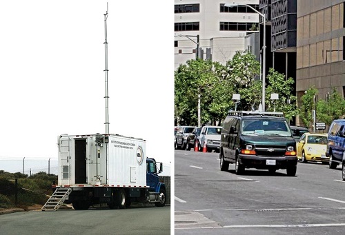 ITS Radio Spectrum Measurement System (RSMS) truck and RSMS receiving van