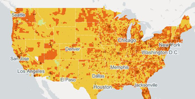 Broadband Availability Demographics  map