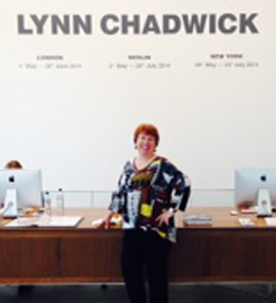 Chadwick is pictured while visiting an exhibition in London of the English artist Lynn Chadwick