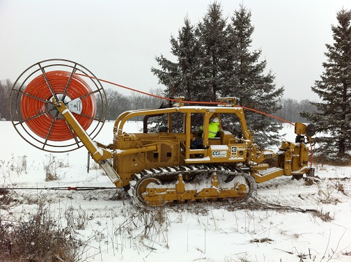 Installing fiber.