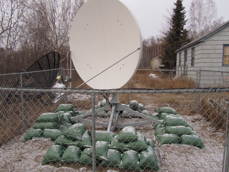 A new satellite dish installed with BTOP funds in Lake Minchumina, Alaska