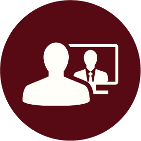 Icon of a person looking at a screen with people