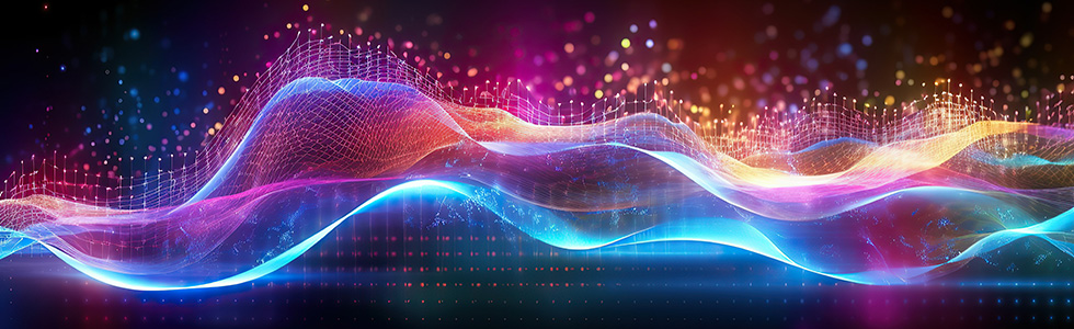 3d render abstract background with blurry glowing wave and neon lines